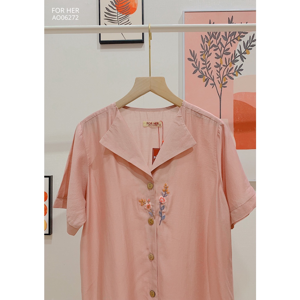 Áo nút gỗ thêu hoa AO0627