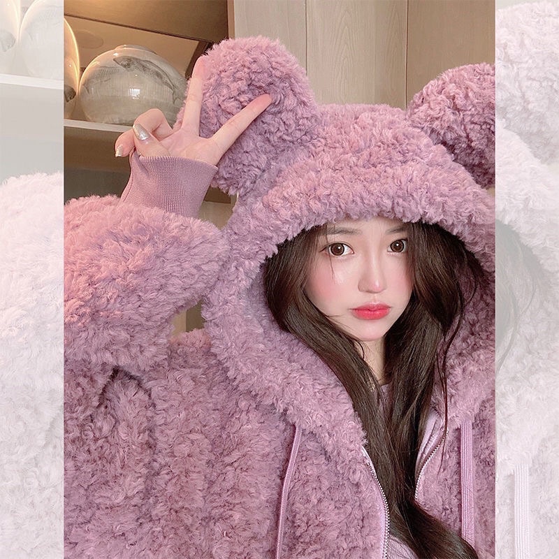 (ORDER TAOBAO) Áo khoác nữ - Áo khoác lông cừu tai gấu dày dặn loại 1