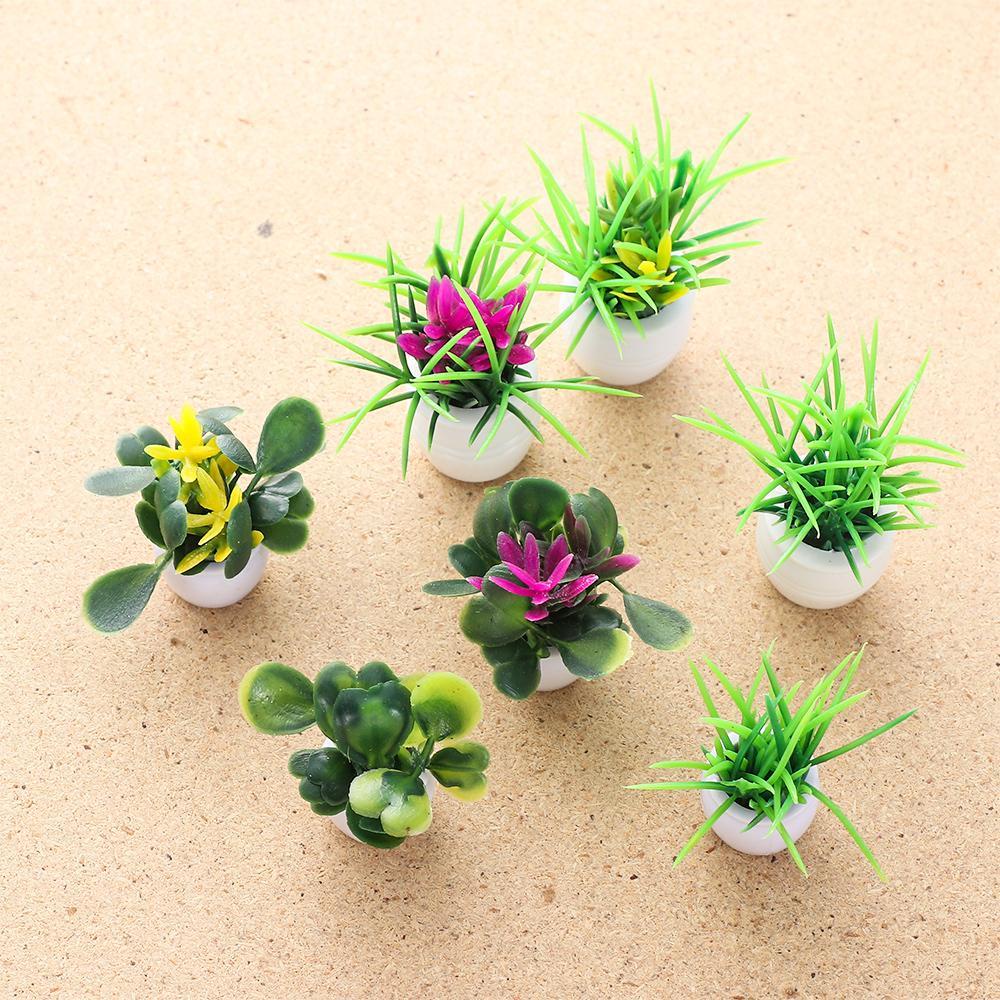 BEBETTERM Bộ 5 Chậu Cây Nhựa Mini Trang Trí Nhà Búp Bê