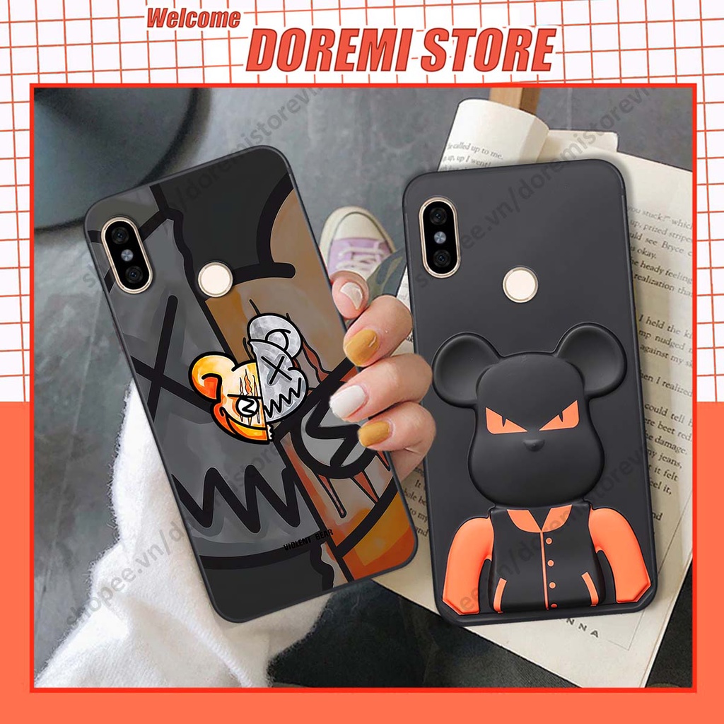 Ốp lưng Xiaomi Mi A2 hình kaws, kith, bear brick nổi 3D phong cách độc đáo