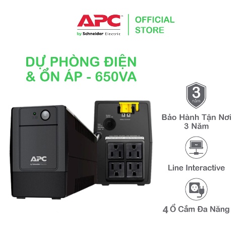 [FREESHIP] Bộ lưu điện APC by Schneider Electric Back-UPS 650VA 230V & ổn áp BVX650I-VN