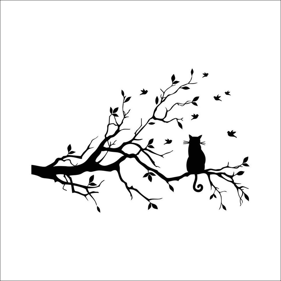 Sticker Dán Tường Họa Tiết Hình Chú Mèo Dùng Trang Trí Không Gian