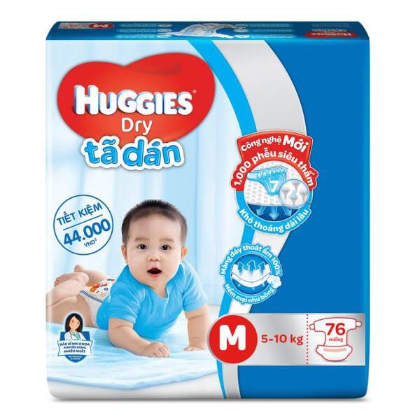 Bỉm/tả dán Huggies M76/L68/XL62