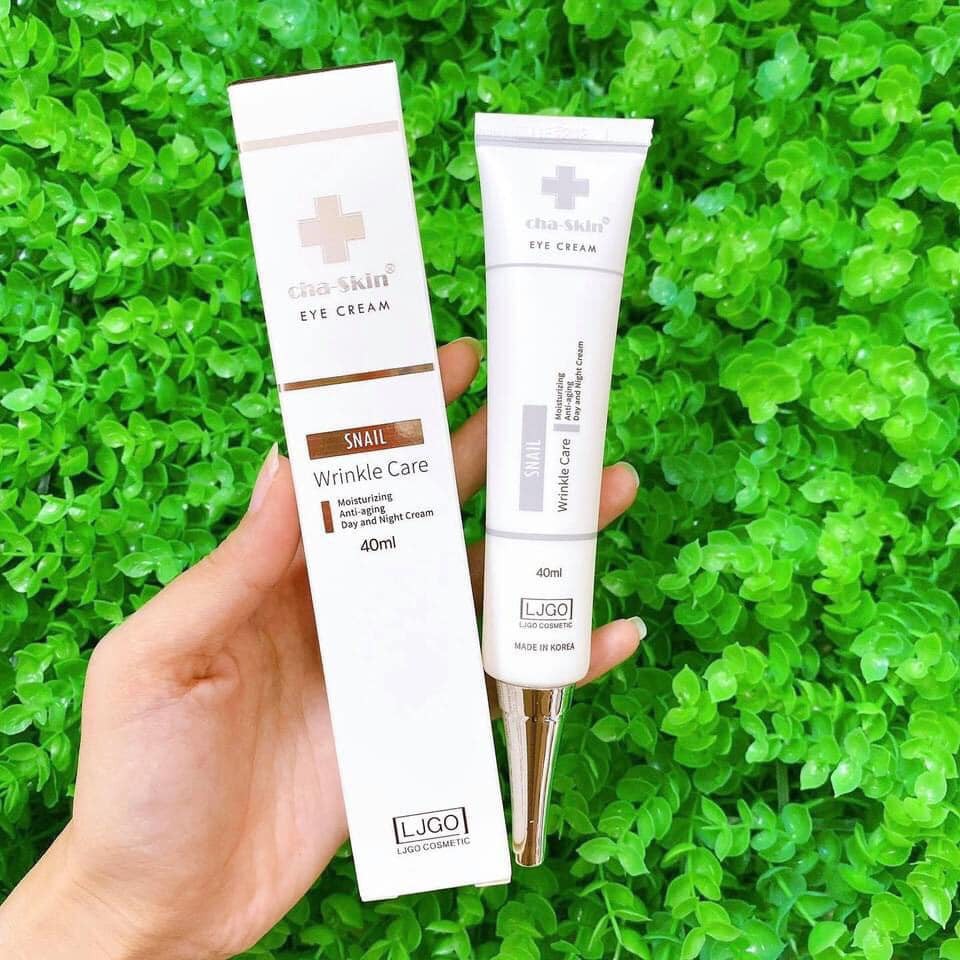 Kem dưỡng mắt hỗ trợ giảm quầng thâm mắt Cha Skin Snail Wrinkle  cấp ẩm làm sáng vùng da mắt TING STORE 40g