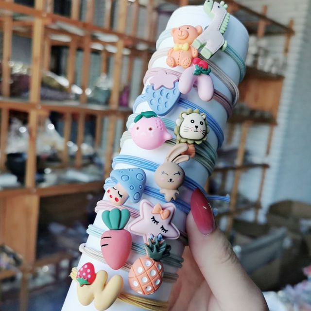 HỘP 10 CÁI ĐỒ CỘT TÓC, DÂY BUỘC TÓC TRÁI CÂY THÚ CƯNG
