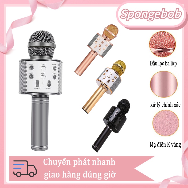 Micro Bluetooth Không Dây Hát Karaoke Micro Bluetooth Không Dây Kèm Loa Mic Hát Karaoke Mini Hát Loa Chất Lượng Cao