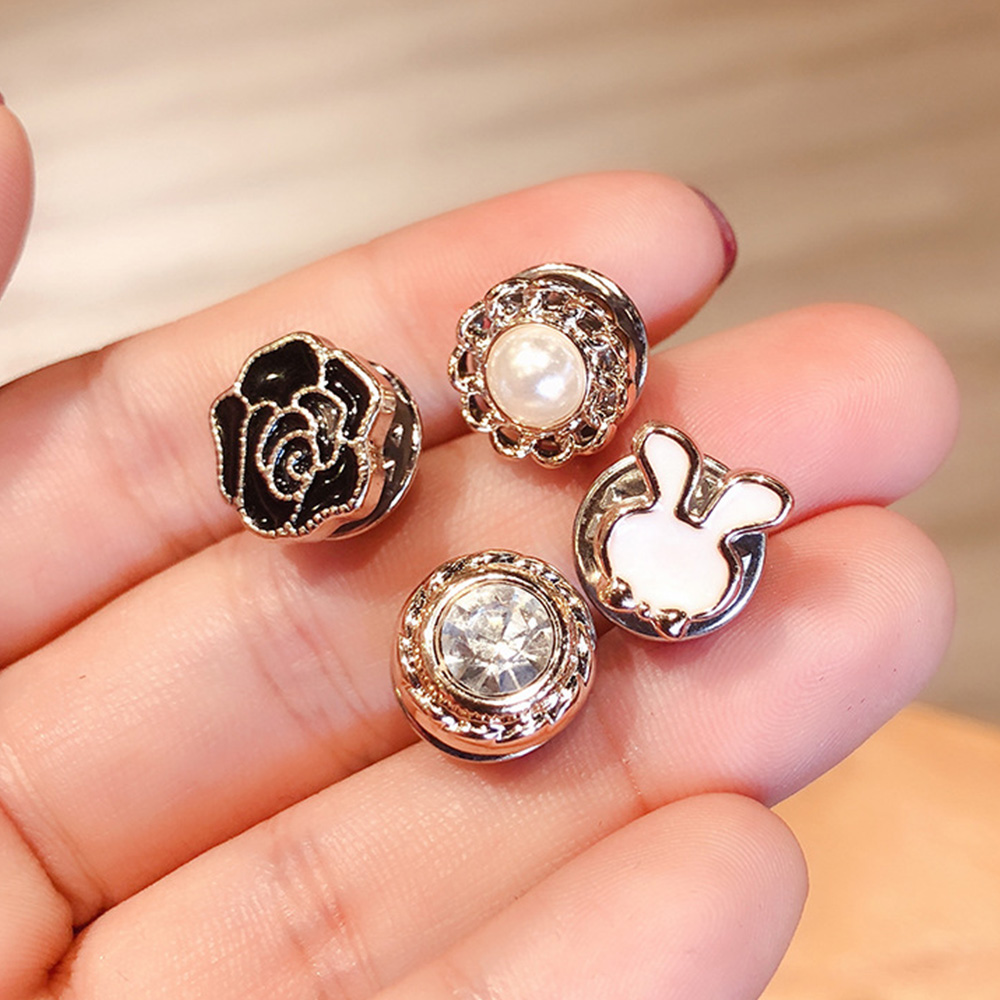 Set 10 Khuy Cài Áo Kim Loại Đính Ngọc Trai Giả Thời Trang Cho Nam