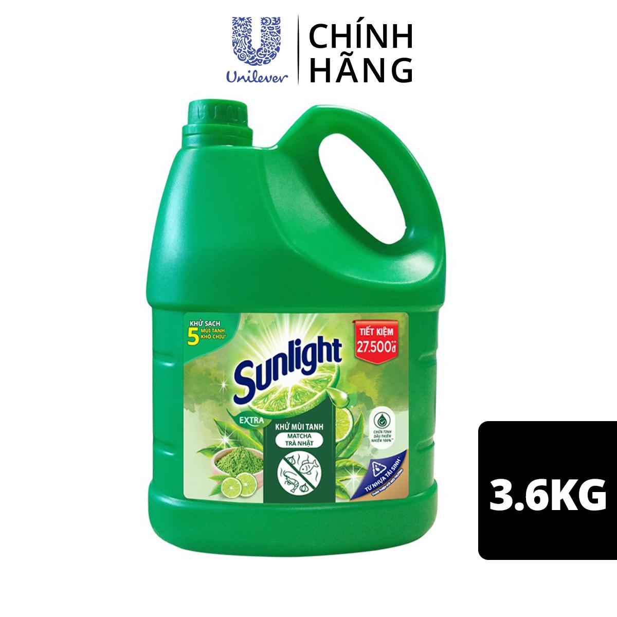 Nước rửa chén Sunlight Matcha Trà Nhật chai 3.6kg (MỚI)