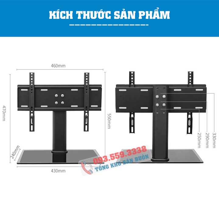 Chân Đế Tivi Đa Năng 26 - 32 Inch - Model: DZ32 - Chân Tivi Đặt Bàn Mặt Kính Cường Lực - Sang Trọng - Cao Cấp