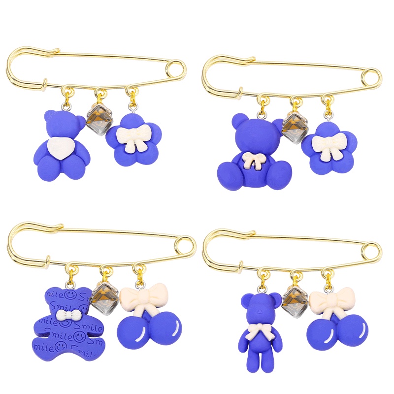 Ghim Cài Áo 4 Kiểu Dáng Dễ Thương Làm Thủ Công Trang Sức/Túi Xách/Túi Xách/Túi Xách Màu Xanh Dương Cho Bạn Bè