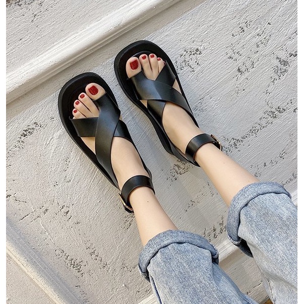 Sandal đế dày cho nữ xỏ ngón quai da mềm nhẹ đi êm chân giá rẻ - Mã S61