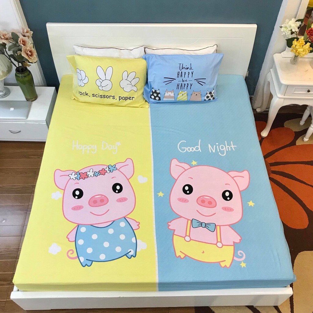 Sét ga gối 100% cotton hình 3D đủ siz 1m6 , 1m8, 2m2