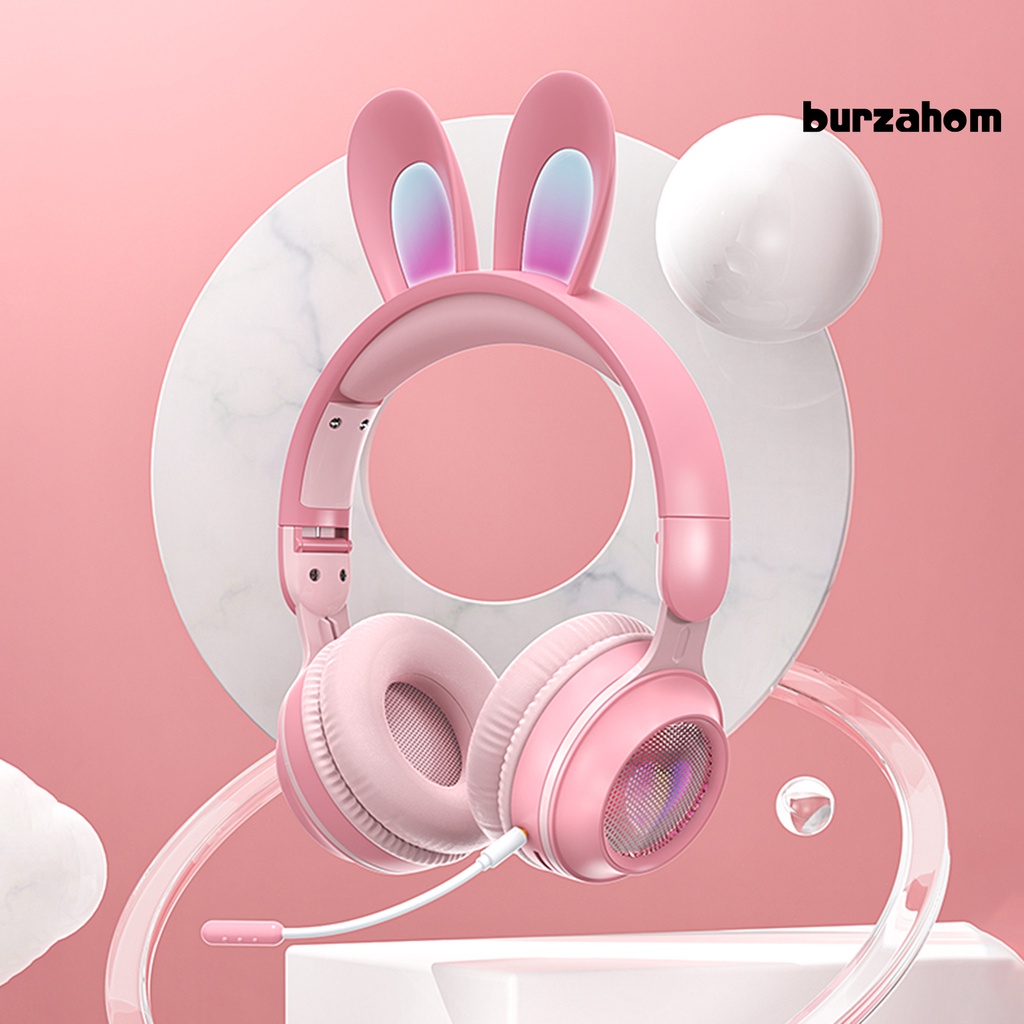 Tai Nghe Không Dây Bluetooth 5.0 Hỗ Trợ Thẻ SD-Card RGB Hình Tai Thỏ Dễ Thương