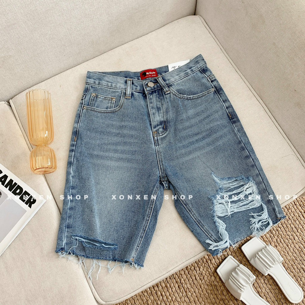 QUẦN SHORT JEAN NỮ quần jean lửng ulzzang hàng xuất xịn rách cá tính XONXEN SHOP size S M L mã 9955