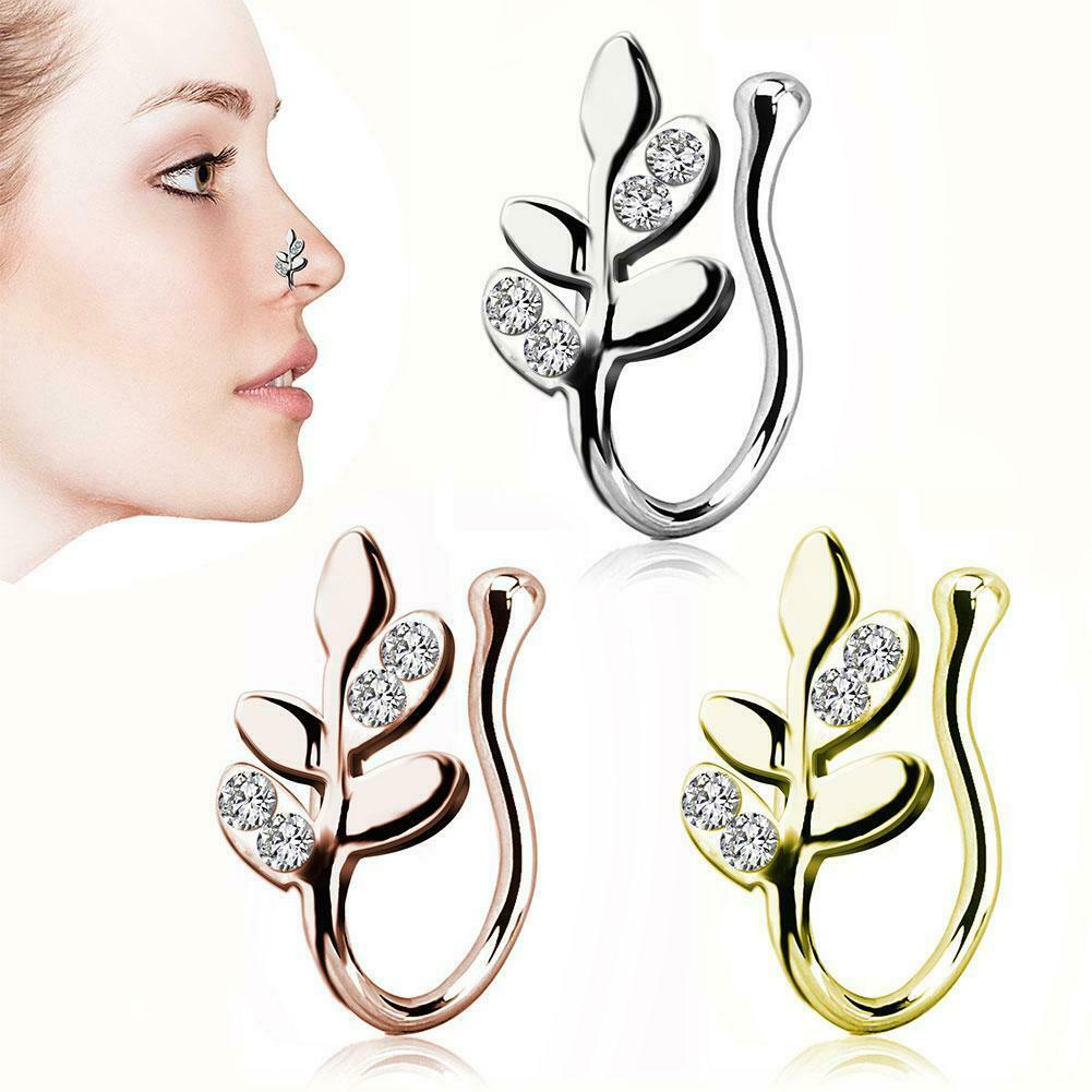 Fashion Fake Nose Ring Star Heart Leaf Faux Clip On Nose Fake Piercings Ring Y8J6