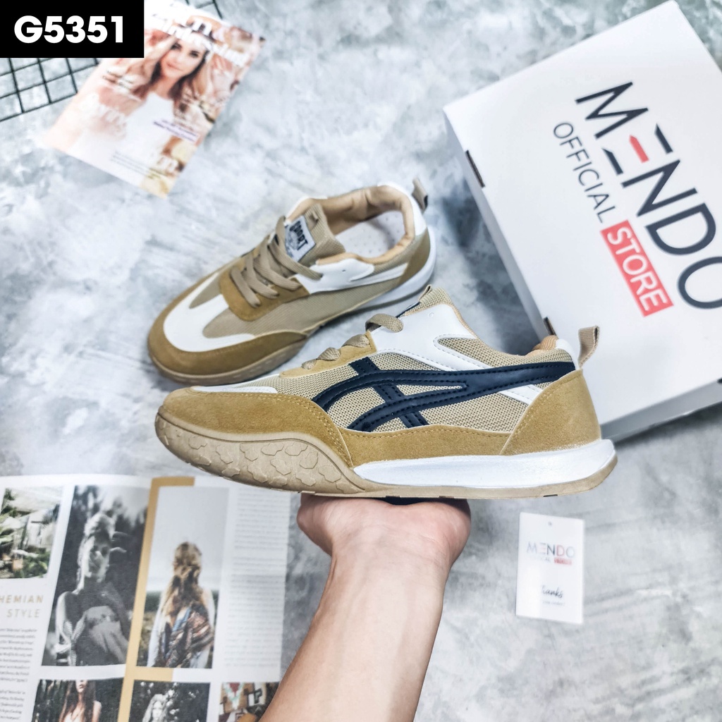 Giày Thể Thao Nam MENDO - Sneaker Màu Kaki - Trắng - Đen, Giày Thể Thao Dáng Hàn Quốc - G5351