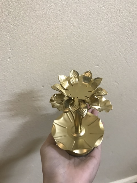 Đế nến hoa sen 2 lá 1 ngọn hợp kim 4.5&quot;