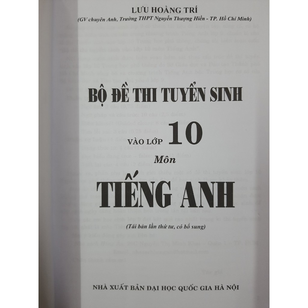 Sách - Bộ đề thi tuyển sinh vào lớp 10 môn Tiếng Anh