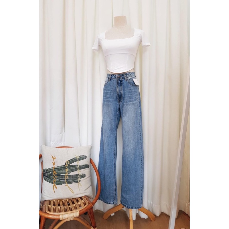 Quần Jean Culottes Ống Suông Dài Xuất Xịn Jean Cotton