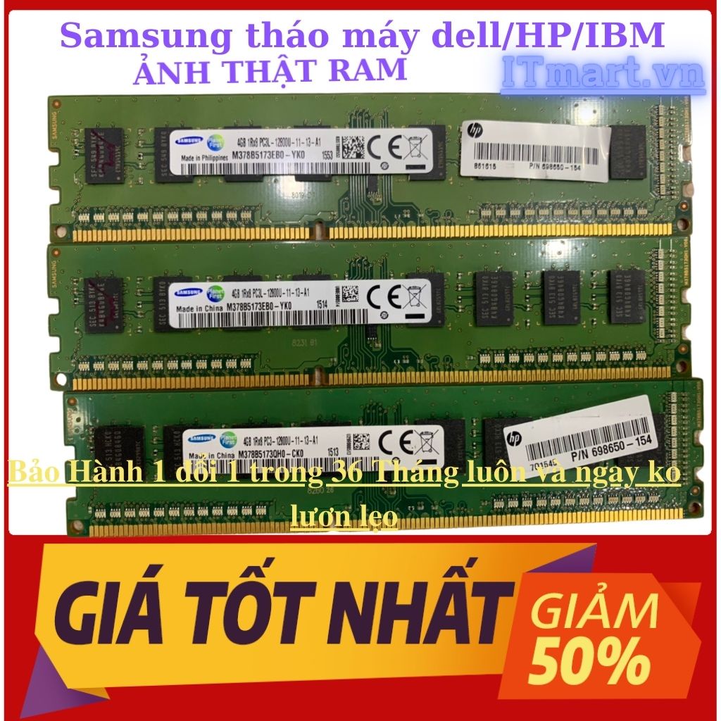 Ram PC DDR3/DDR3L, 8Gb 4Gb bus 1600Mhz- ram tháo máy đồng bộ HP,Dell,IBM chuẩn Mỹ, bảo hành 3 năm