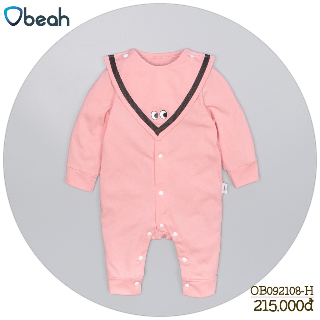Bộ body liền kèm yếm Obeahmàu hồng Fullsize 59 đến 90 cho bé từ 0 đến 24 tháng
