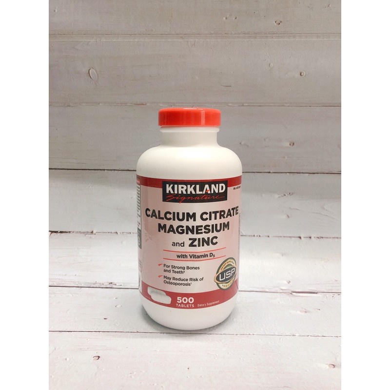 Viên uống Calci kẽm Kirkland Calcium Citrate Magnesium and Zinc 500v canxi kẽm của Mỹ