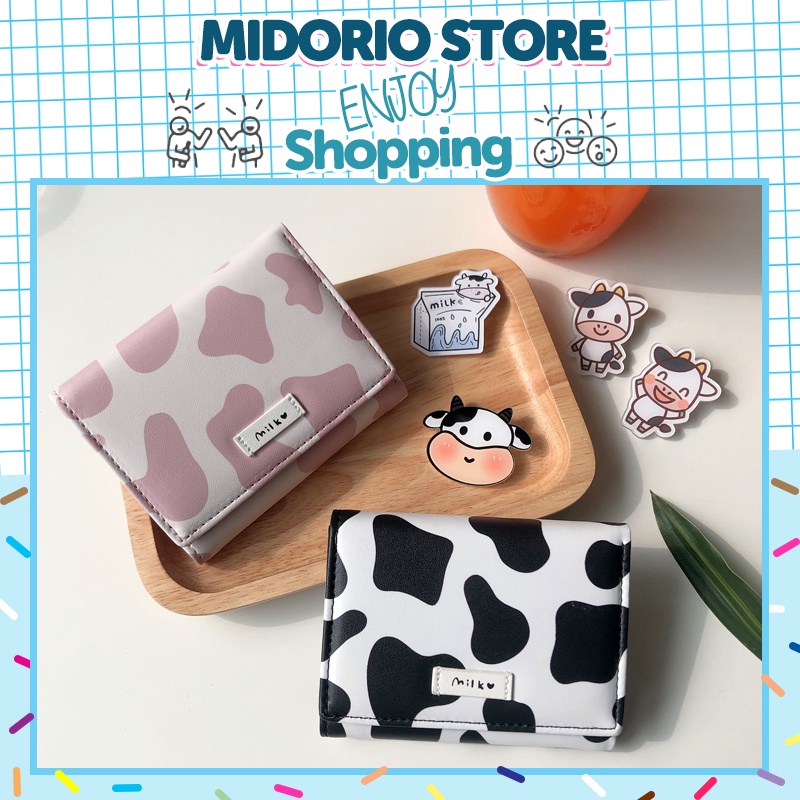Ví nữ mini, ví nữ cầm tay bò sữa 2021 xinh xắn, nhỏ gọn, bỏ túi, chất liệu da PU cao cấp VB001