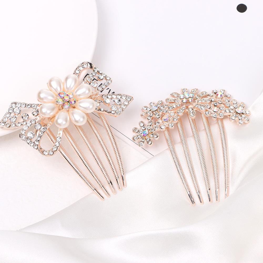 Lược Cài Tóc Hình Hoa Lá Lấp Lánh Cho Cô Dâu|Phụ Kiện Trang Trí Tóc Xinh Xắn Chất Lượng