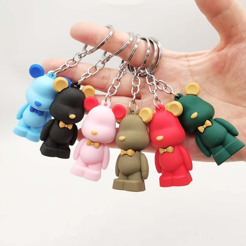 Móc khóa gắn búp bê gấu bông nhiều màu sắc dễ thương