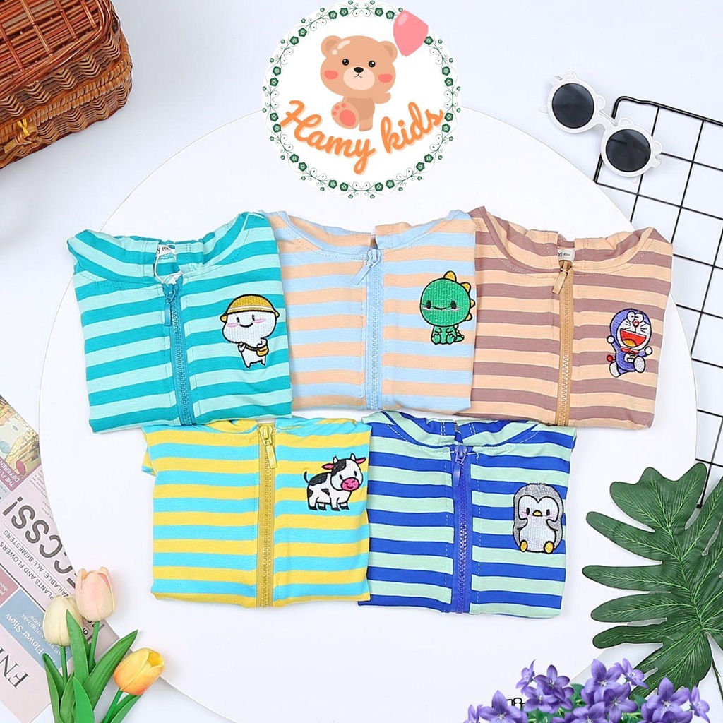 Áo Khoác Chống Nắng Cho Bé Minky Mom Chính Hãng Thun Lạnh Sọc Dệt Visco Có Nón Bé Từ 0-5 Tuổi Dưới 20kg - Hamykids