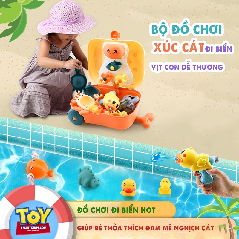 Đồ chơi xúc cát đi biển cực nhiều chi tiết, Vali kéo du lịch cho bé chơi xúc cát