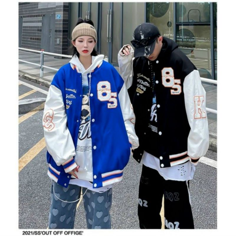 Khoác dù bomber unisex nam nữ tay phối