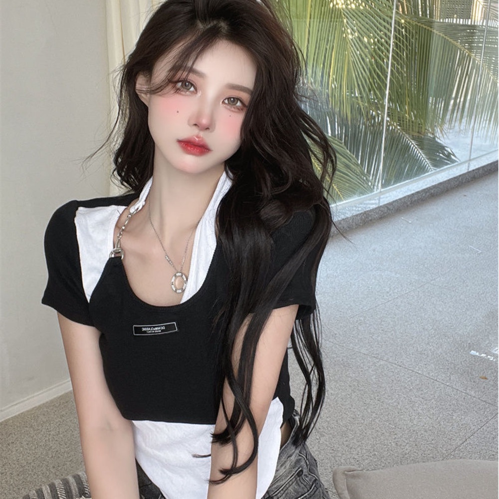 Áo Thun Dệt Kim Phối Dây Xích Thời Trang Mùa Hè Cá Tính Mới