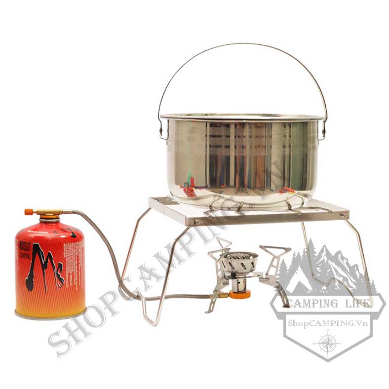 Kiềng bếp cắm trại dã ngoại bằng thép không gỉ inox 304 gấp gọn cầm tay tiện lợi