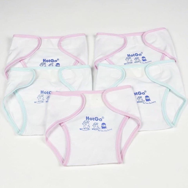 Combo 5 tã dán đóng bỉm sơ sinh HotGa trắng viền màu