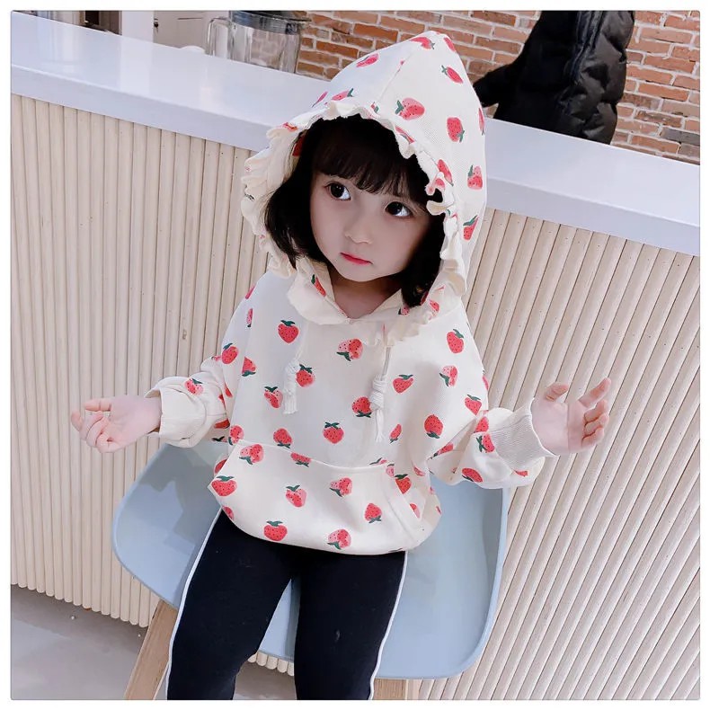 ❤Áo Hoodie họa tiết dâu tây xinh xắn theo phong cách xuân thu dành cho nữ 2021