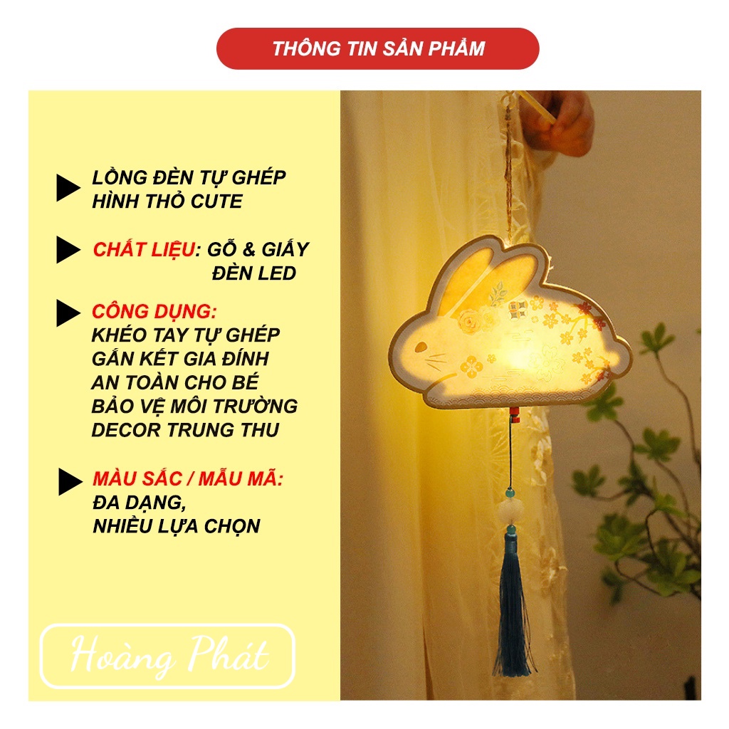 Đèn Lồng Cầm Tay, Đèn Lồng Thỏ Trẻ Em, Đèn Lồng Gỗ Handmade DIY Đồ Chơi Thông Minh, Decor, Sống Ảo CAO CẤP