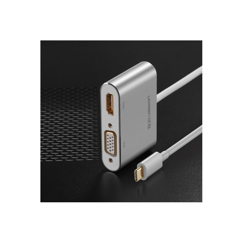 Cáp chuyển USB Type C To HDMI và VGA Chính hãng Ugreen 50317 vỏ nhôm