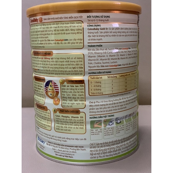 Sữa Colosbaby gold 0+ 1+ 2+ 800g IgG1000