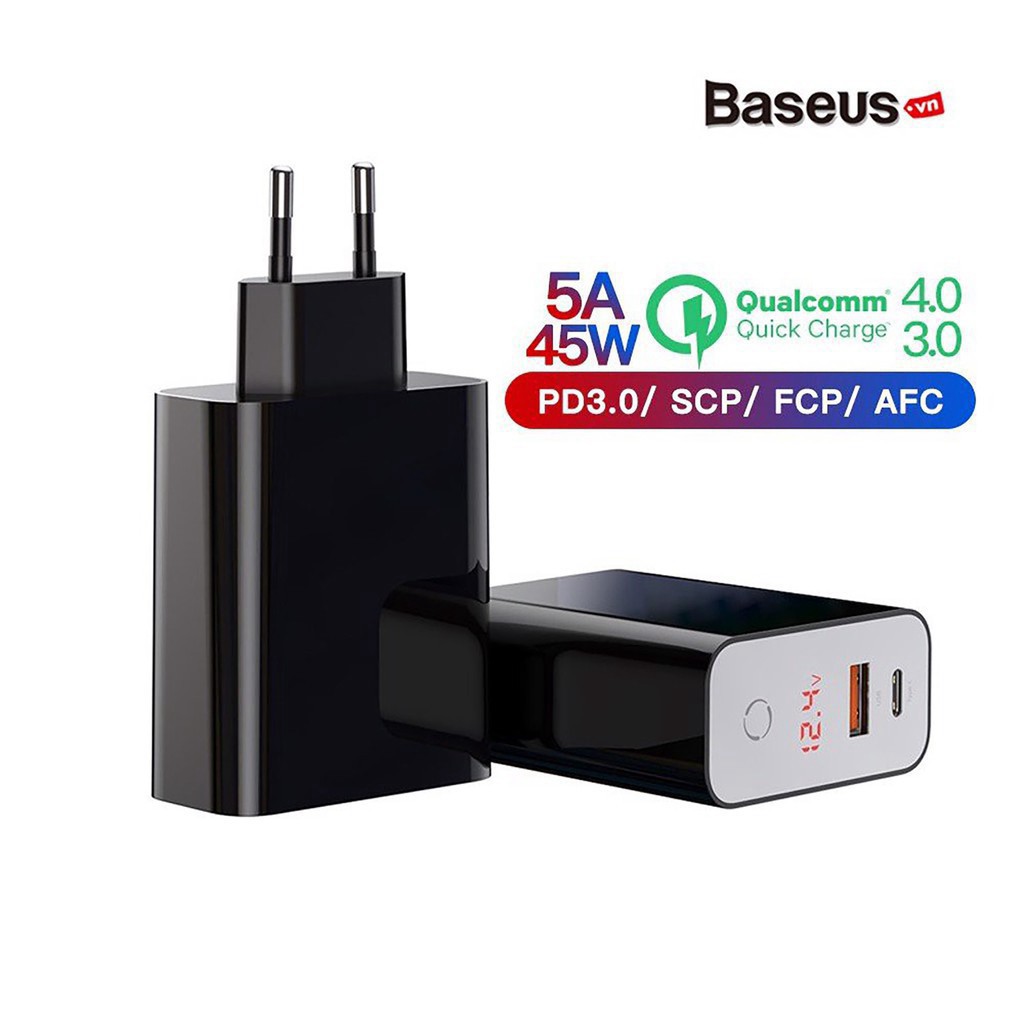 Củ sạc nhanh đa năng hẹn giờ tắt Baseus Speed PPS Smart Shutdown Charger 45W