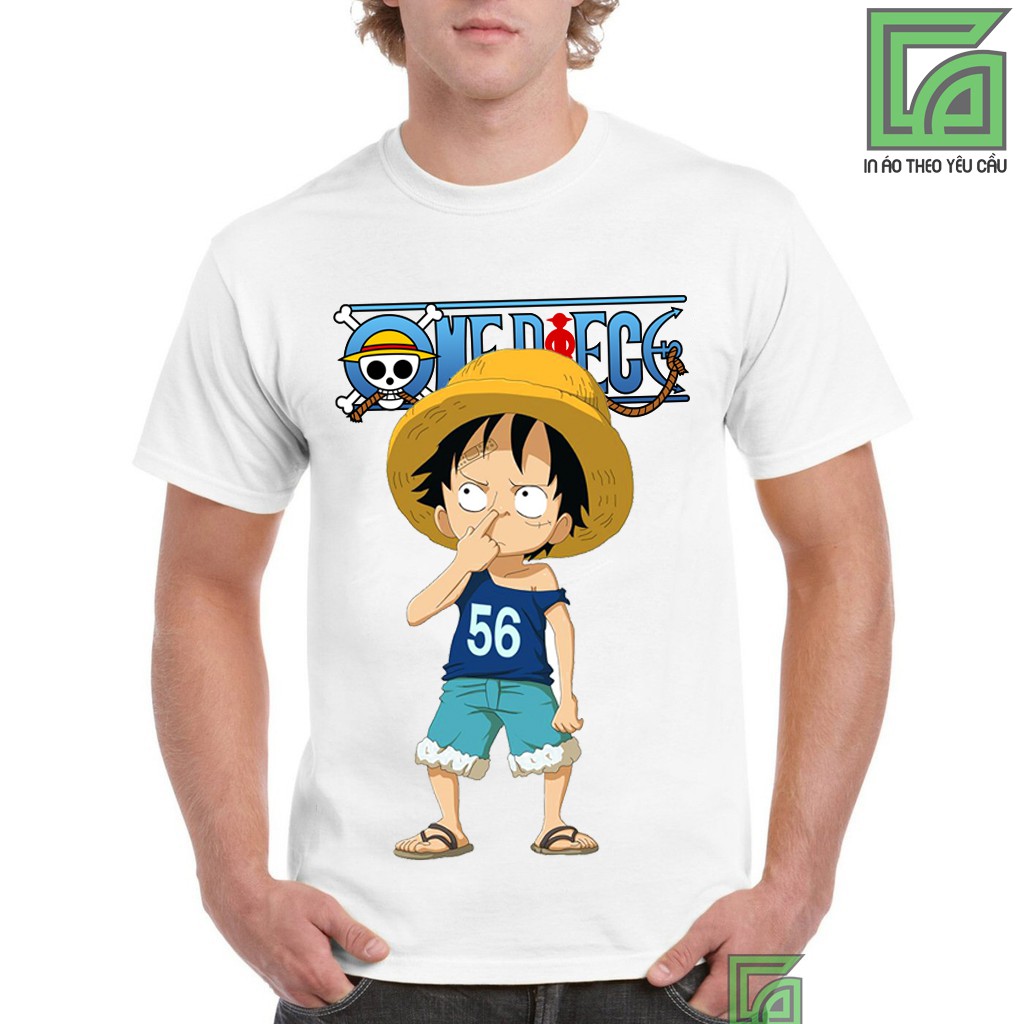 Áo Thun One Piece Chibi Luffy Ngoáy Mũi Dễ Thương S250
