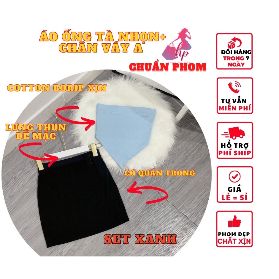 Set đồ nữ cá tính áo ống tà nhọn croptop kèm chân váy ngắn A thun xịn thời trang mùa hè phong cách hàn quốc VD25
