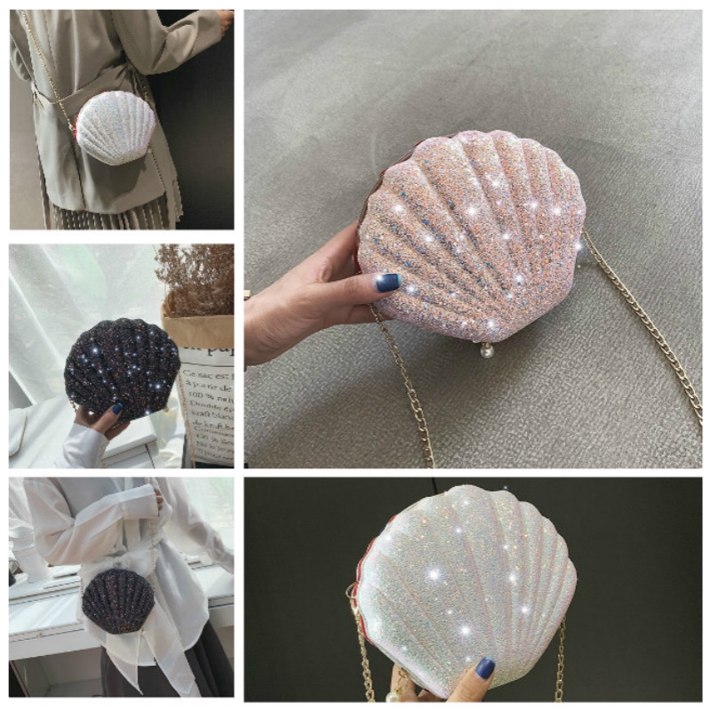 Túi Đeo Chéo Hình Vỏ Sò Ngọc Trai Thời Trang Dễ Thương