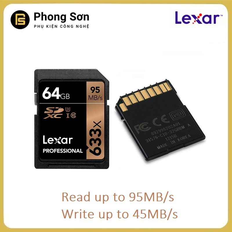 Thẻ Nhớ SDHC 64GB Lexar Professional U1 633x 95MB/S - Dành Cho Máy Ảnh (Nhậu Khẩu)