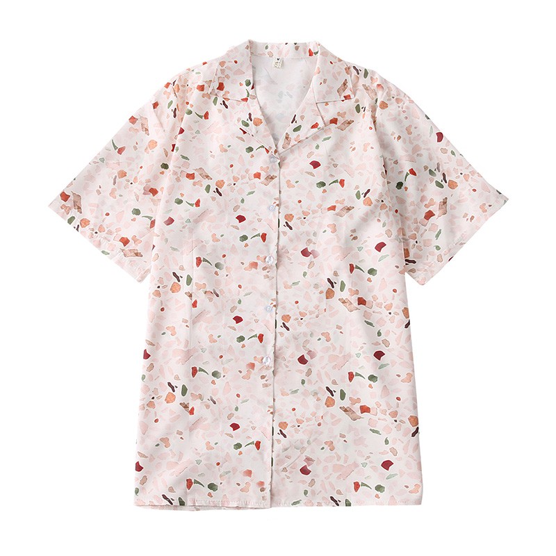 Áo sơ mi tay ngắn họa tiết Retro xinh xắn cho nữ | BigBuy360 - bigbuy360.vn