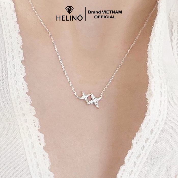Dây chuyền bạc nữ HELINO 2 ngôi sao đính đá, Double Stars lấp lánh C13