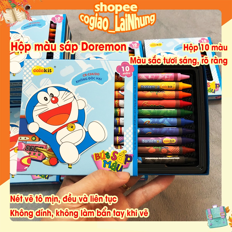 Bộ hộp màu sáp Doremon 10 màu Colokit