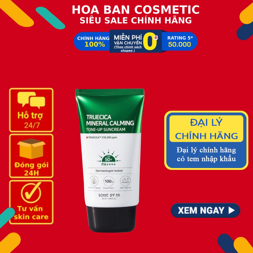 Kem Chống Nắng Some By Mi Truecica Mineral 100 Calming Tone Up Suncream 50PA++++ 50