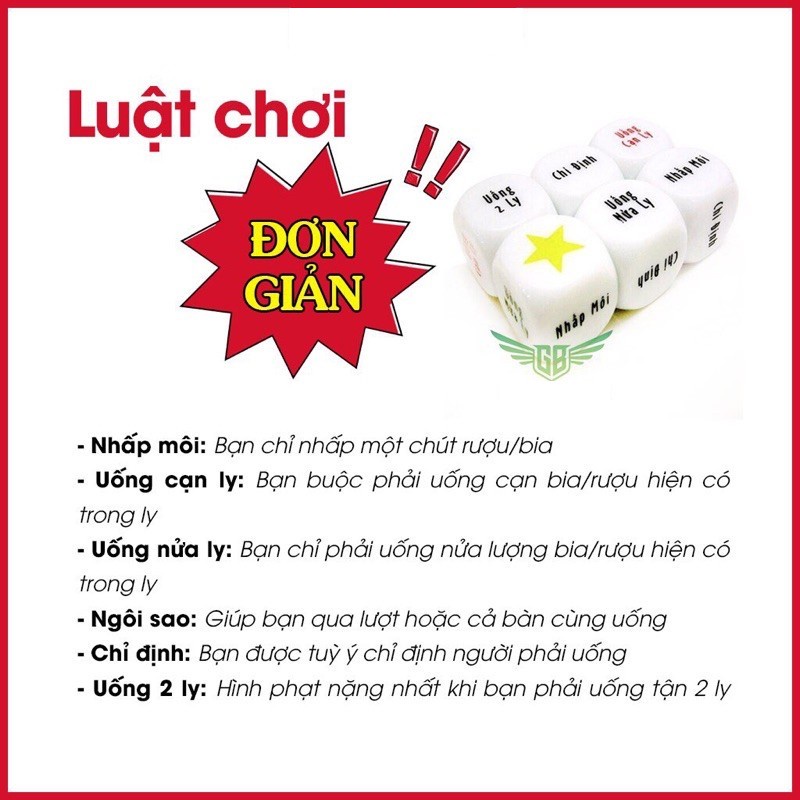 Bộ 4 Xúc Xắc Uống Bia Rượu Xí Ngầu Nhậu Tạo Không Khí Vui Vẻ 2x2cm