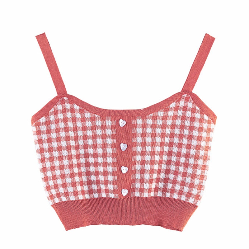 Áo Len Không Tay Họa Tiết Sọc Caro Màu Sắc Tương Phản Phong Cách Pháp Thời Trang Mùa Hè